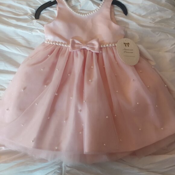 A pink and pearls 2T flower girl dress